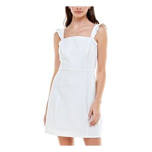 ROSIE HARLOW Womens Ivory Stretch Square Neck Short Sheath Dress L